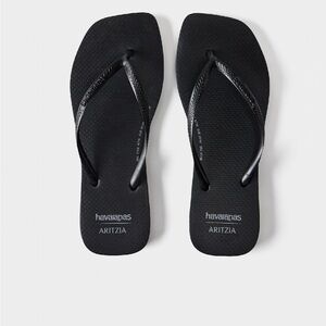 Havaianas x Aritzia Black Square Toe Flip Flops